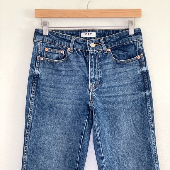 Oat New York Slim Wide Leg Crop Mid Rise Slouch Kick Boot Jean Medium Wash 26 - Picture 3 of 10